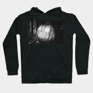 Glowing Halloween Pumpkin Black and White Hoodie